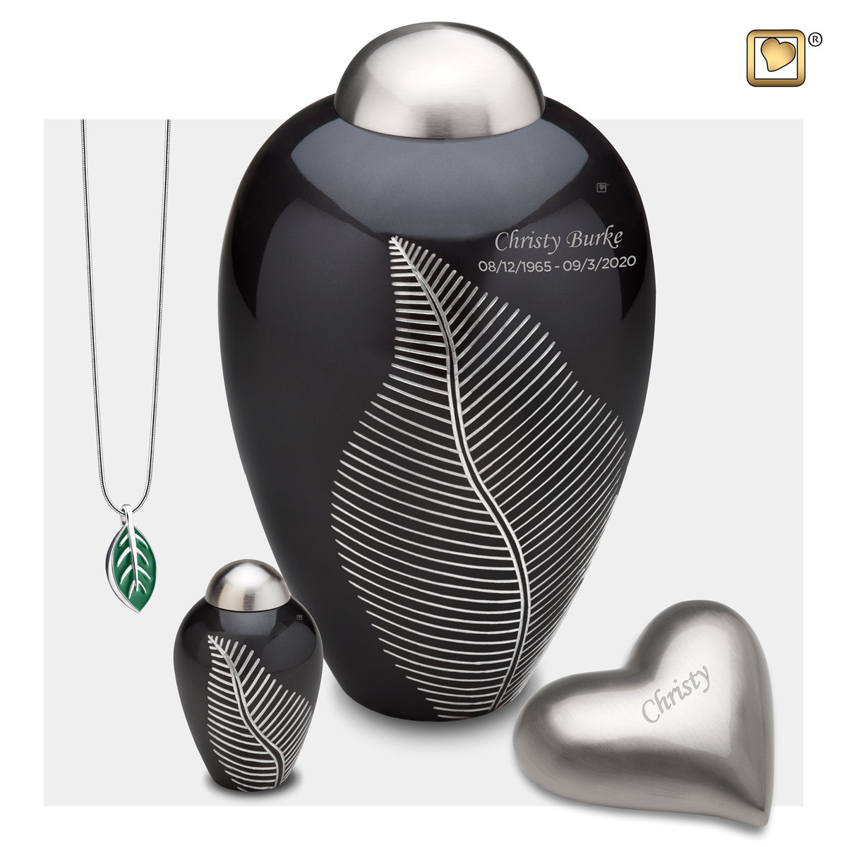 Keepsake Midnight Leaf Cremation Urn - COMFORT by LoveUrns