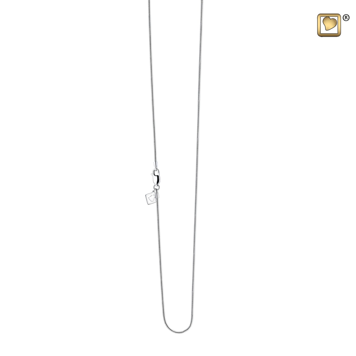 20 Inch 925 Sterling Silver Rhodium plated necklace chain with square shaped heart printed pendant cremation jewelry
