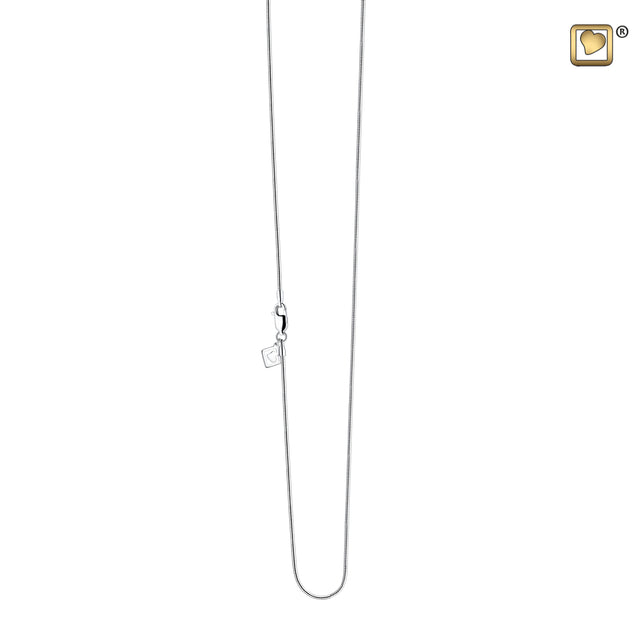 20 Inch 925 Sterling Silver Rhodium plated necklace chain with square shaped heart printed pendant cremation jewelry
