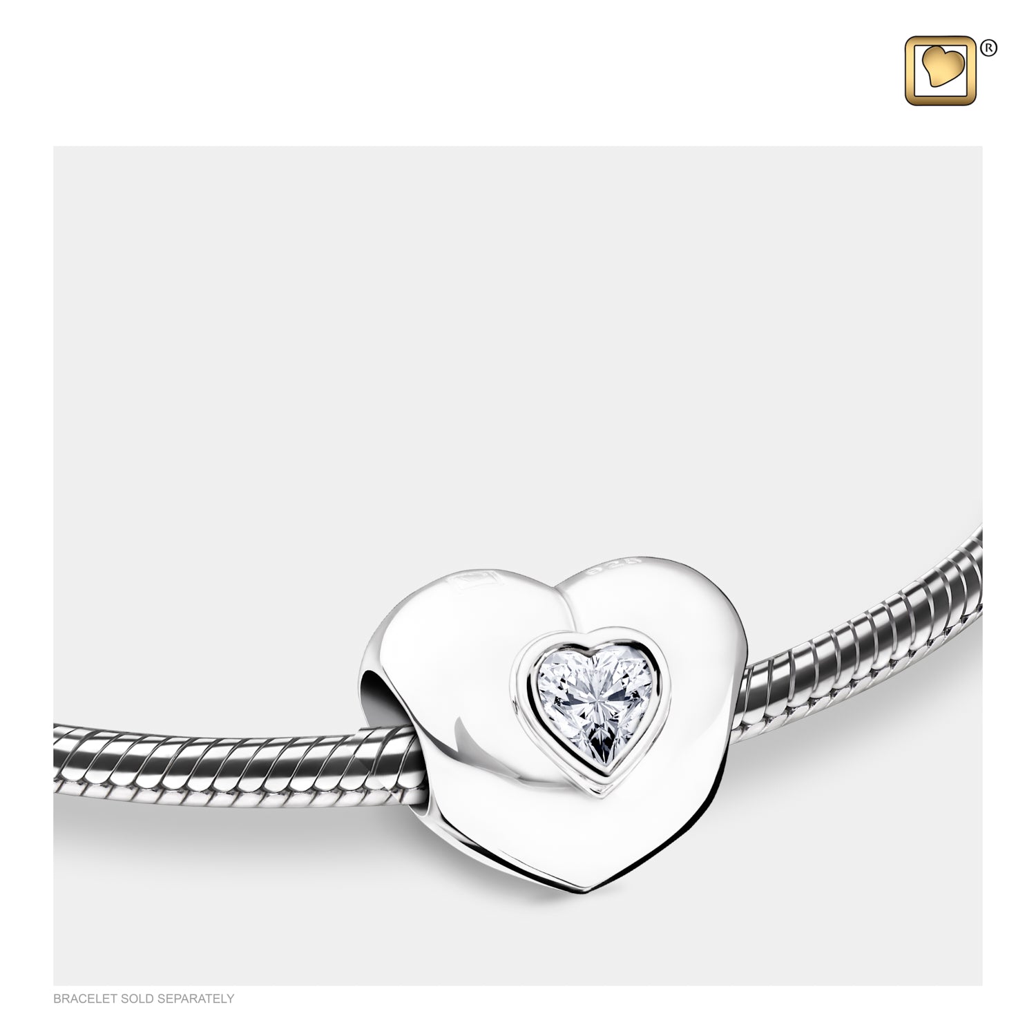 Heart to Heart™ Sterling Silver Cremation Bracelet Bead with Clear Crystal