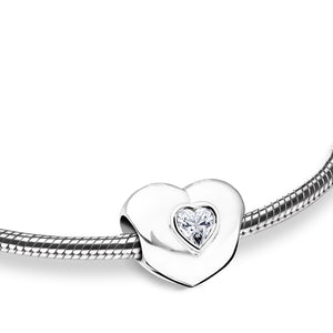 Heart to Heart™ Sterling Silver Cremation Bracelet Bead with Clear Crystal