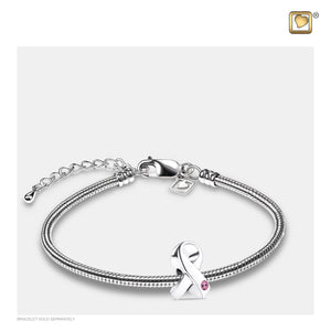 Awareness™ with Pink Crystal Sterling Silver Cremation Bracelet Bead