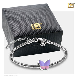 Wings of Hope™ Butterfly Shaped Lavender Cremation Jewelry Bead Bracelet with Black Bracelet Box