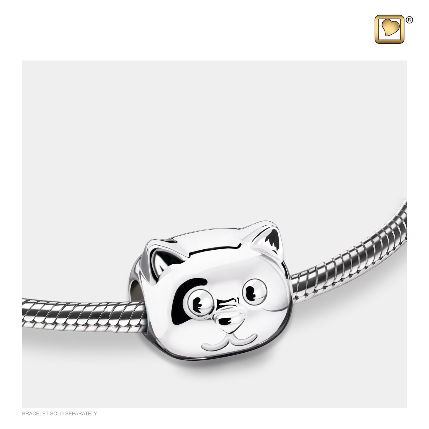 Cat™ Rhodium Plated Sterling Silver Cremation Bracelet Bead