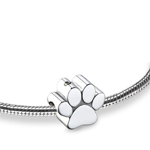 Paw™ Rhodium Plated Sterling Silver Cremation Bracelet Bead