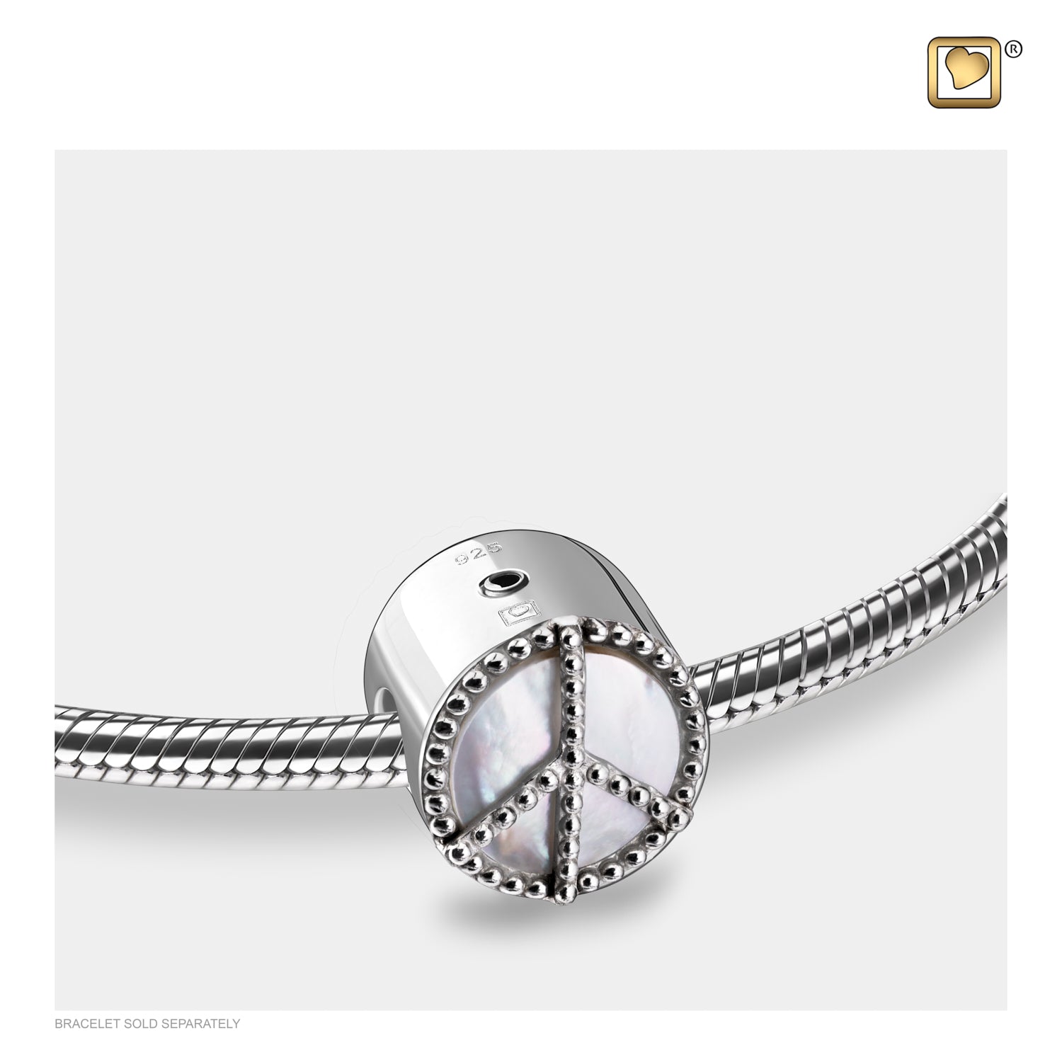 Peace™ Mother of Pearl Rhodium Plated Cremation Bracelet Bead
