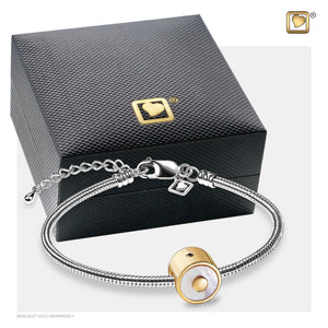 Mother of Pearl™ Gold Vermeil Cremation Jewelry Bracelet Bead with Black Cover Box