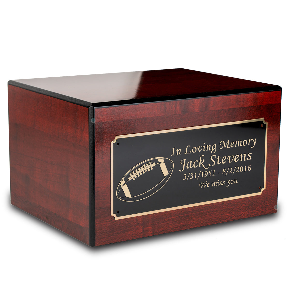 Custom Engraved Heritage Cherry Adult Cremation Urn Memorial Box for Ashes