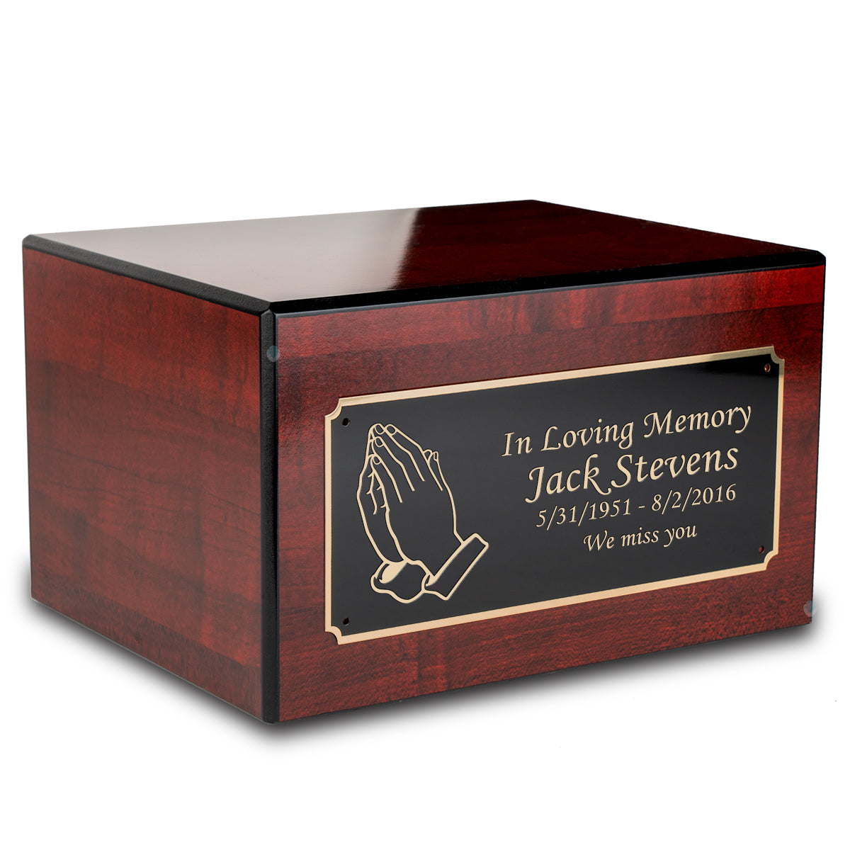 Custom Engraved Heritage Cherry Adult Cremation Urn Memorial Box for Ashes