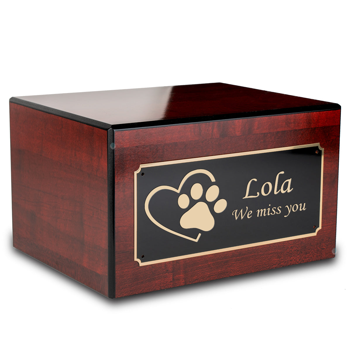 Heritage Cherry Single Paw Heart Large Pet Cremation Box Urn