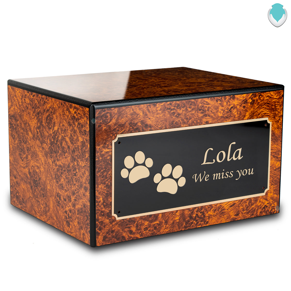 Heritage Burl Walking Paws Large Pet Cremation Box Urn