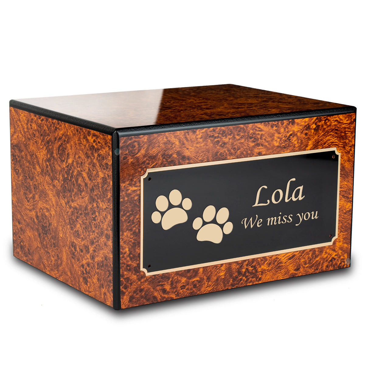 Heritage Burl Walking Paws Large Pet Cremation Box Urn