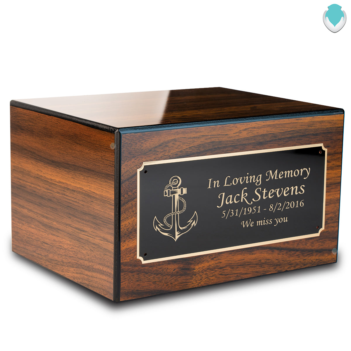 Custom Engraved Heritage Walnut Adult Cremation Urn Memorial Box for Ashes