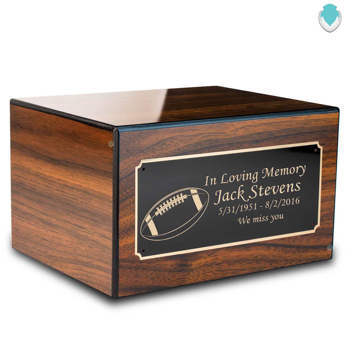 Custom Engraved Heritage Walnut Adult Cremation Urn Memorial Box for Ashes