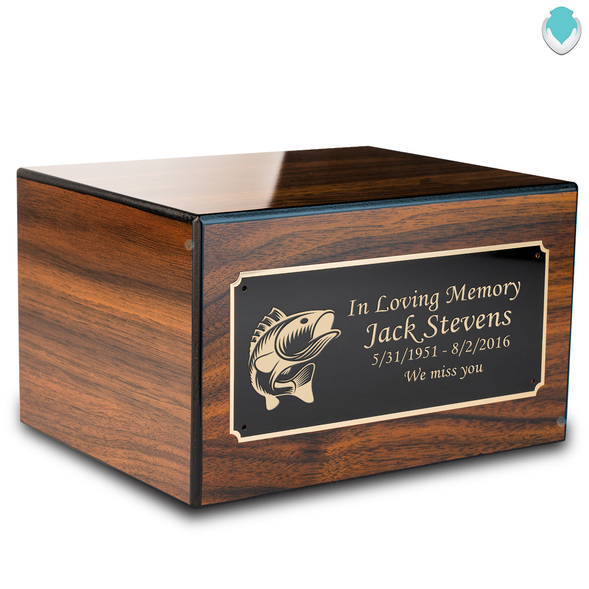Custom Engraved Heritage Walnut Adult Cremation Urn Memorial Box for Ashes