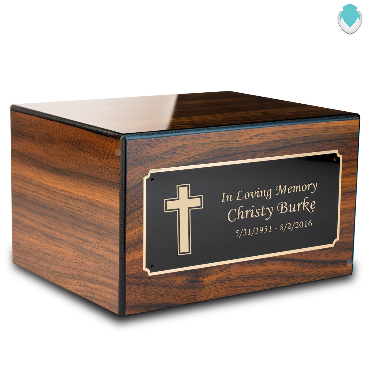 Custom Engraved Heritage Walnut Adult Cremation Urn Memorial Box for Ashes