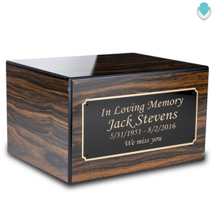 Custom Engraved Heritage Espresso Adult Cremation Urn Memorial Box for Ashes