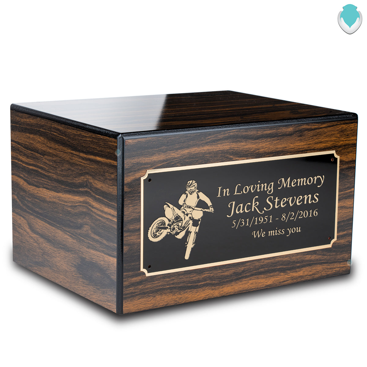 Custom Engraved Heritage Espresso Adult Cremation Urn Memorial Box for Ashes