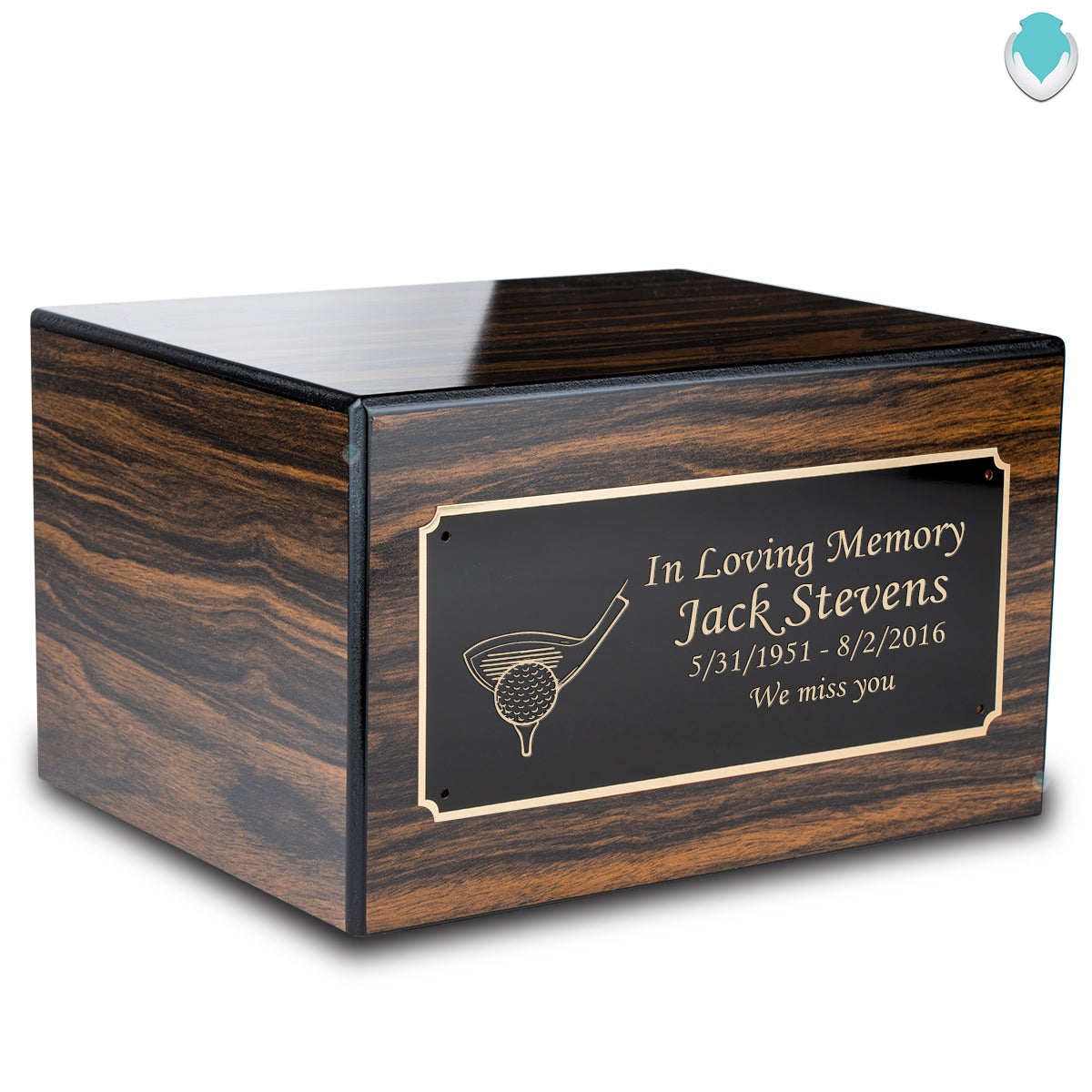 Custom Engraved Heritage Espresso Adult Cremation Urn Memorial Box for Ashes