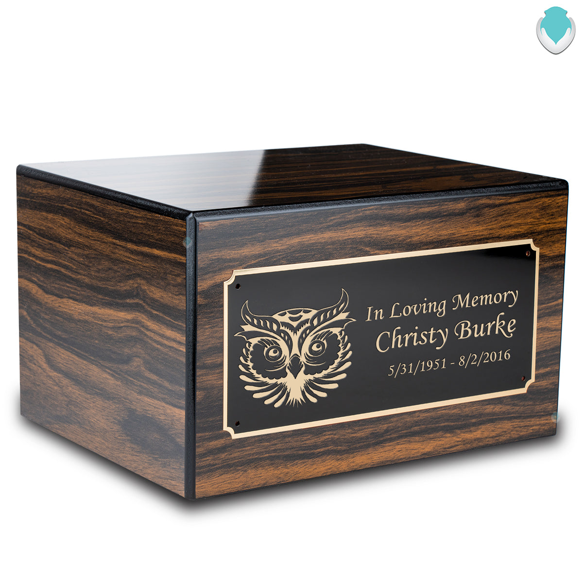 Custom Engraved Heritage Espresso Adult Cremation Urn Memorial Box for Ashes