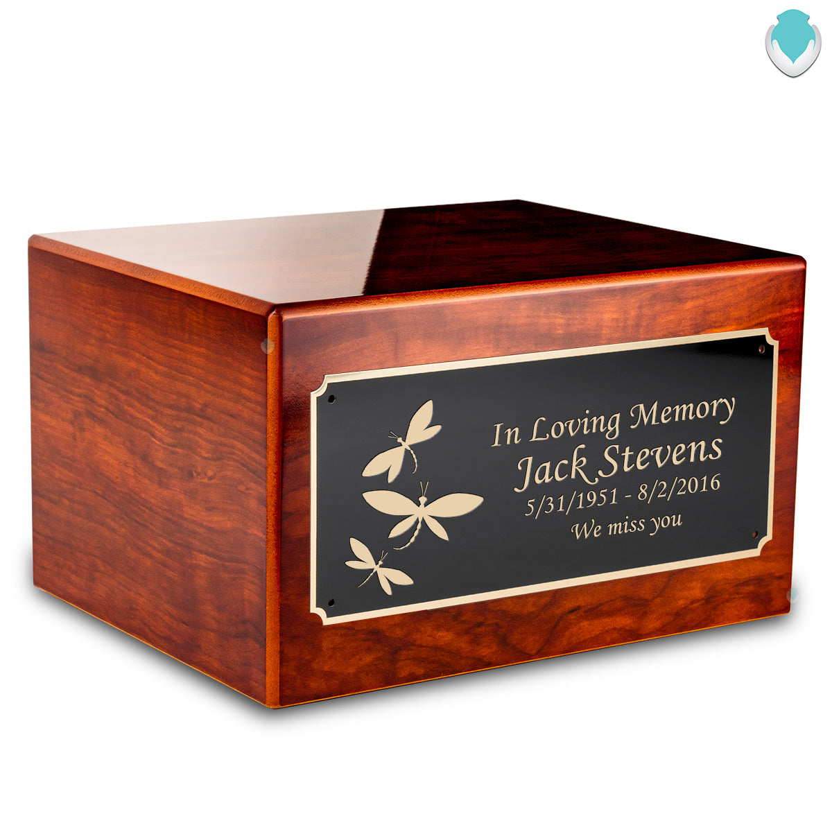 Custom Engraved Heritage Rosewood Adult Cremation Urn Memorial Box for Ashes