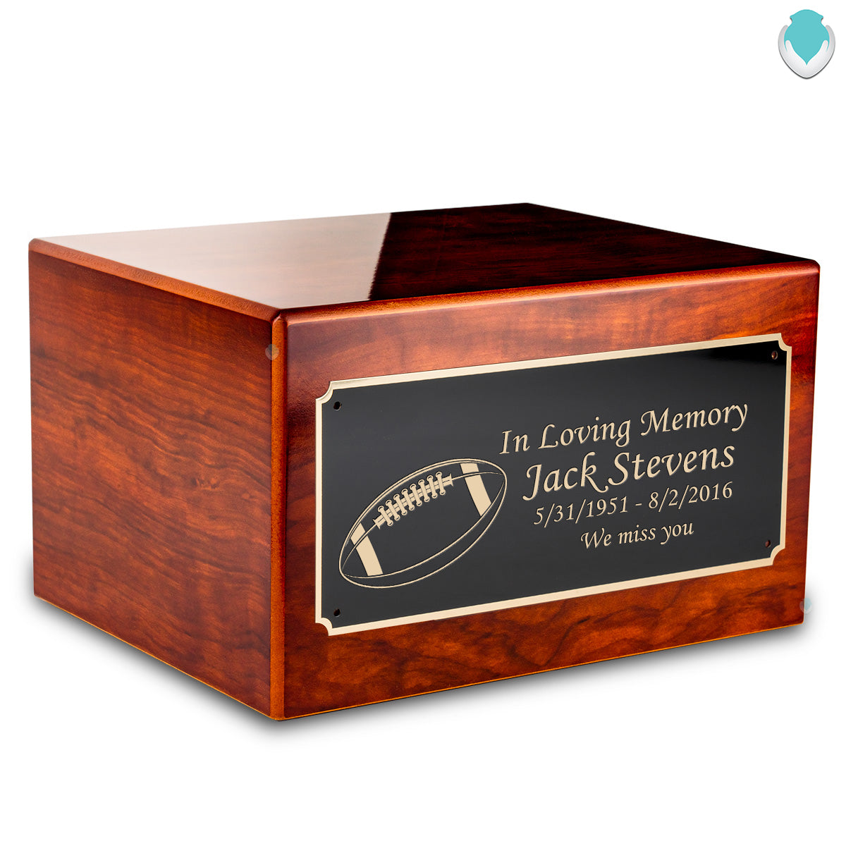 Custom Engraved Heritage Rosewood Adult Cremation Urn Memorial Box for Ashes