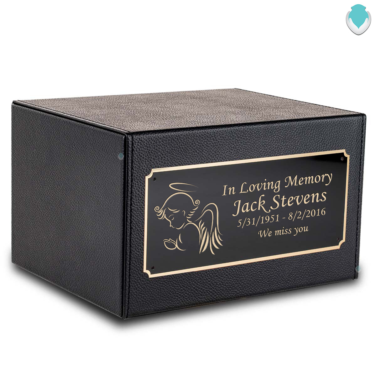 Custom Engraved Heritage Leather Adult Cremation Urn Memorial Box for Ashes