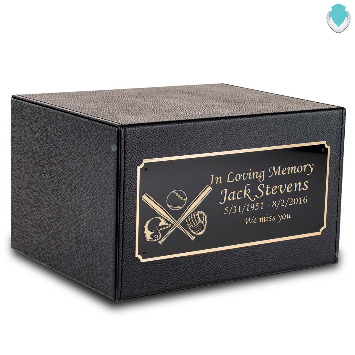 Custom Engraved Heritage Leather Adult Cremation Urn Memorial Box for Ashes