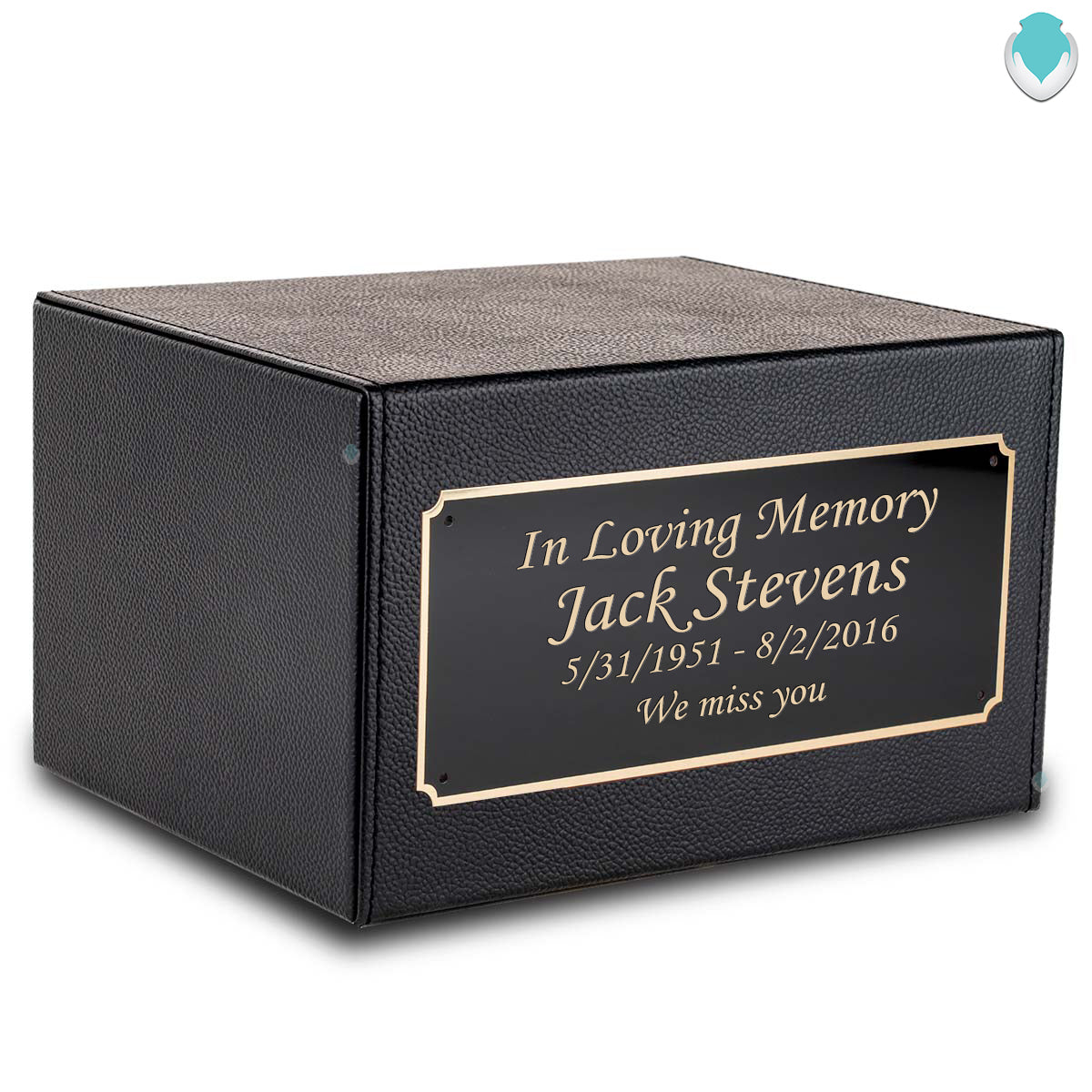 Custom Engraved Heritage Leather Adult Cremation Urn Memorial Box for Ashes