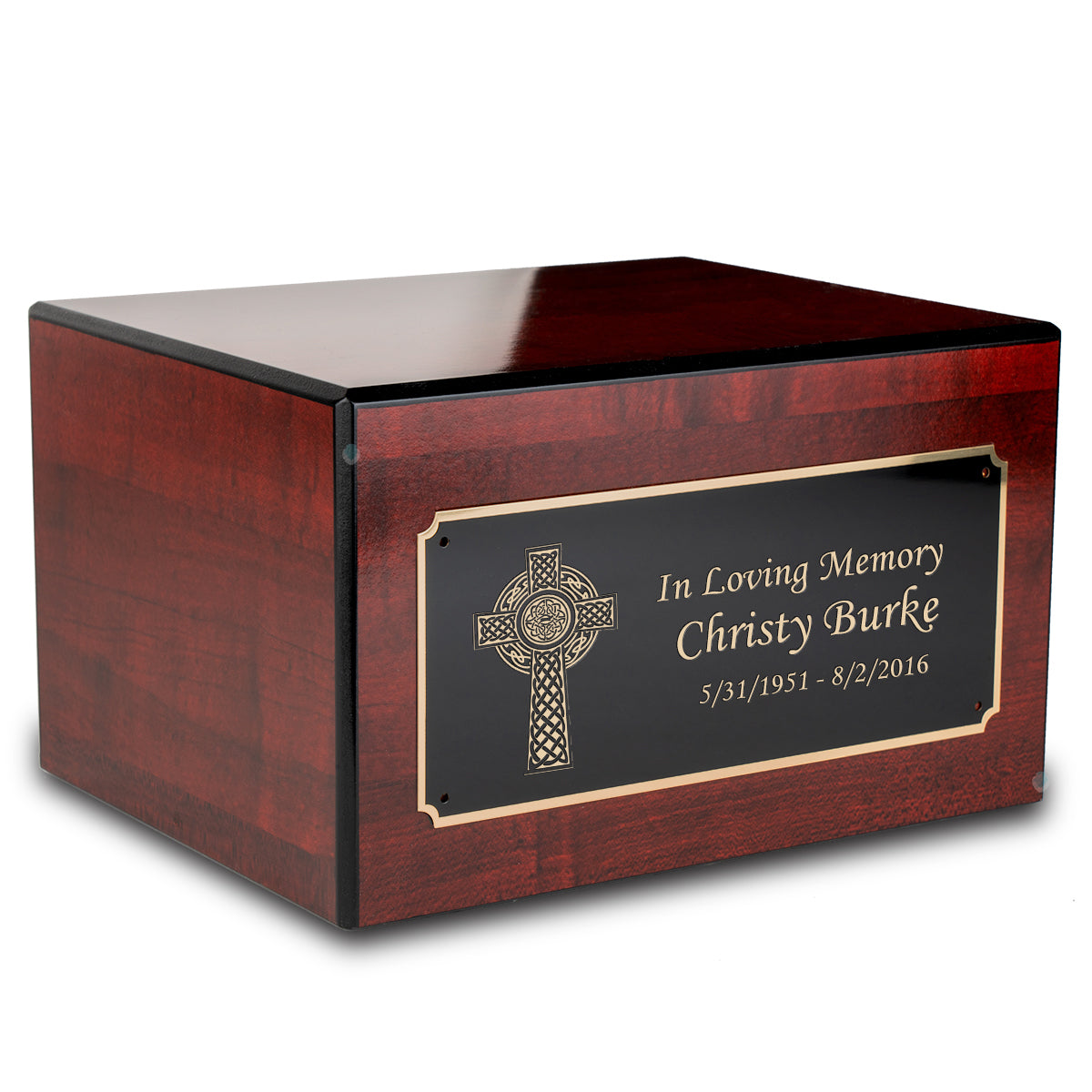 Custom Engraved Heritage Cherry Adult Cremation Urn Memorial Box for Ashes