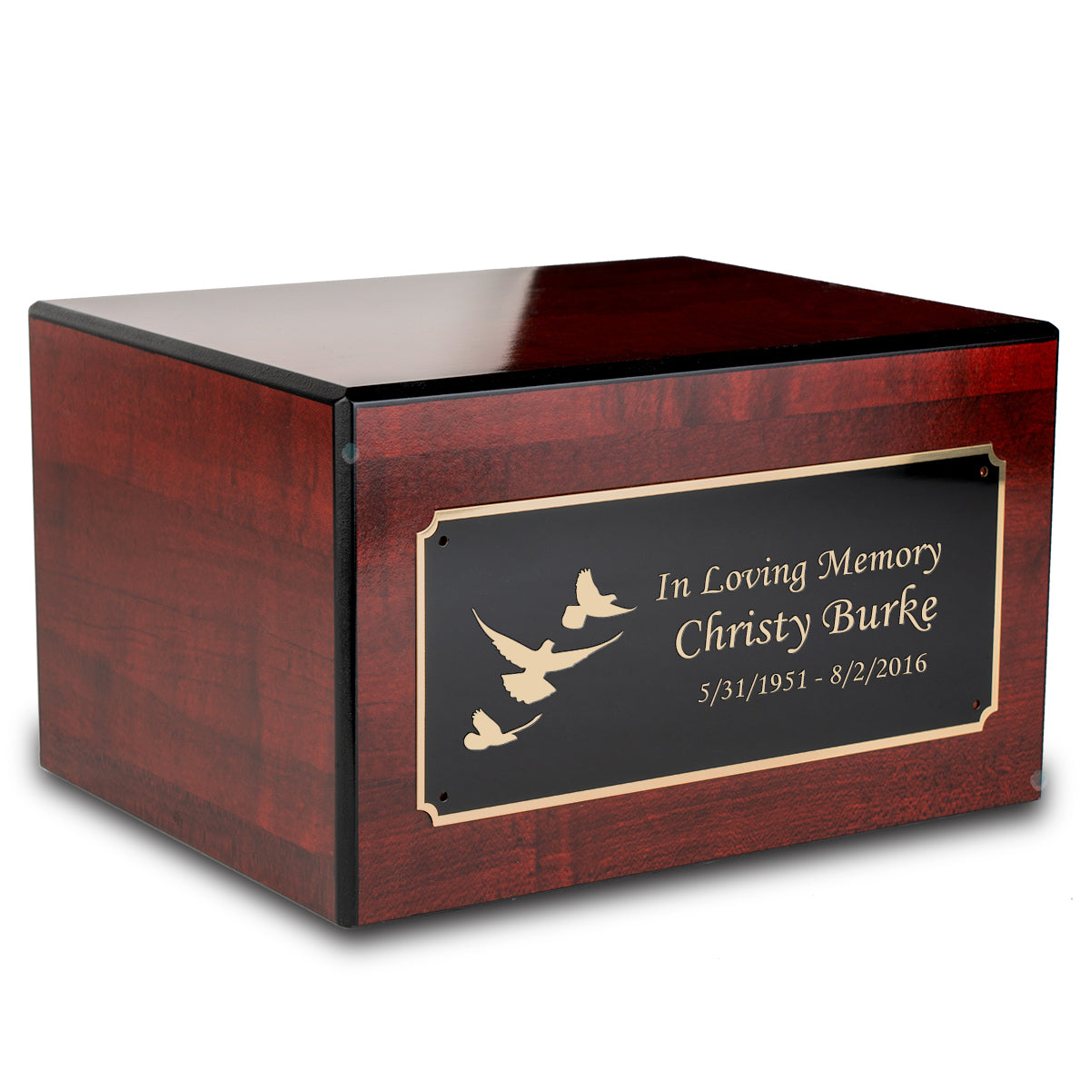 Custom Engraved Heritage Cherry Adult Cremation Urn Memorial Box for Ashes