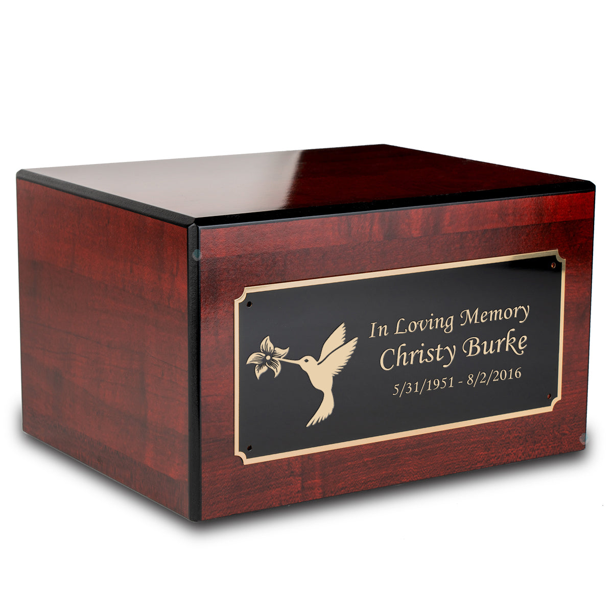 Custom Engraved Heritage Cherry Adult Cremation Urn Memorial Box for Ashes