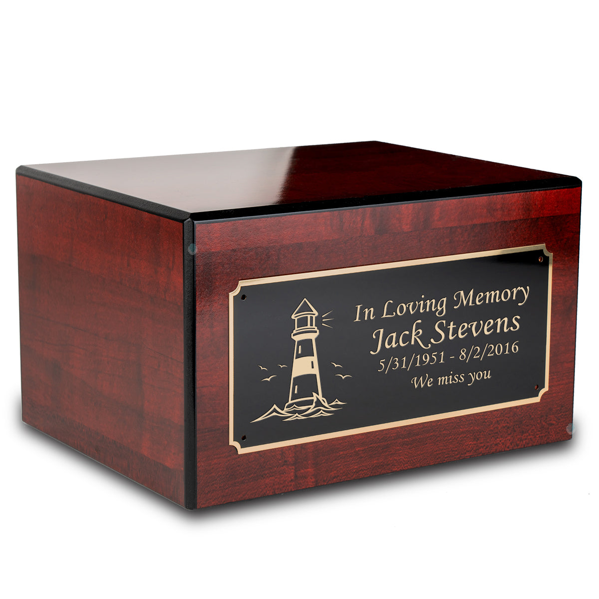 Custom Engraved Heritage Cherry Adult Cremation Urn Memorial Box for Ashes