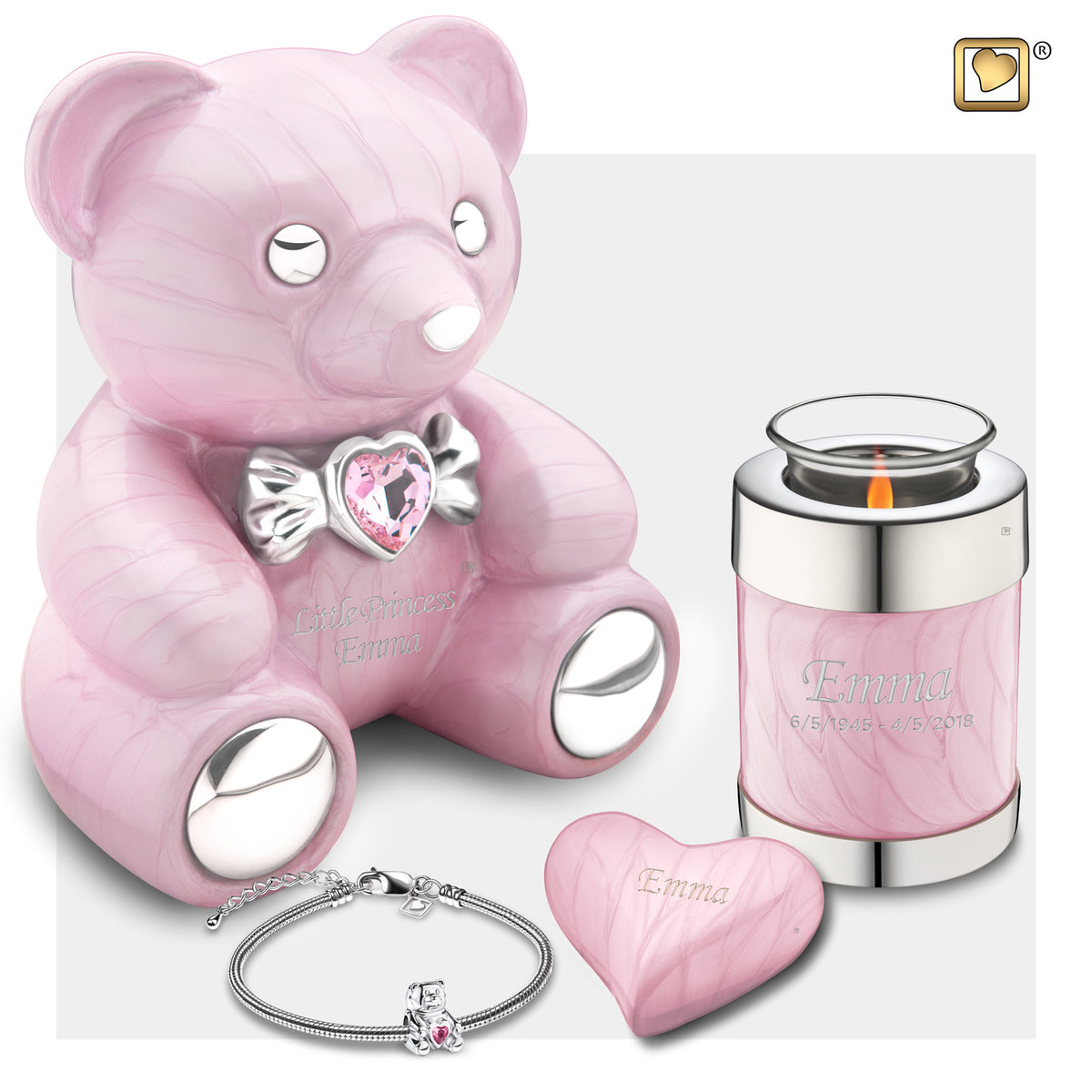 Heart Pearl Pink Keepsake Cremation Urn