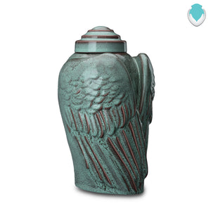 Adult Harmony Wings Cremation Urn for Ashes - Oily Green Melange