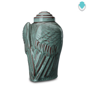 Adult Harmony Wings Cremation Urn for Ashes - Oily Green Melange
