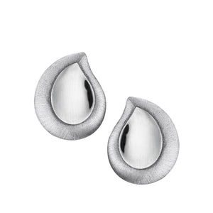 TearDropª Rhodium Plated Two Tone Sterling Silver Stud Earrings