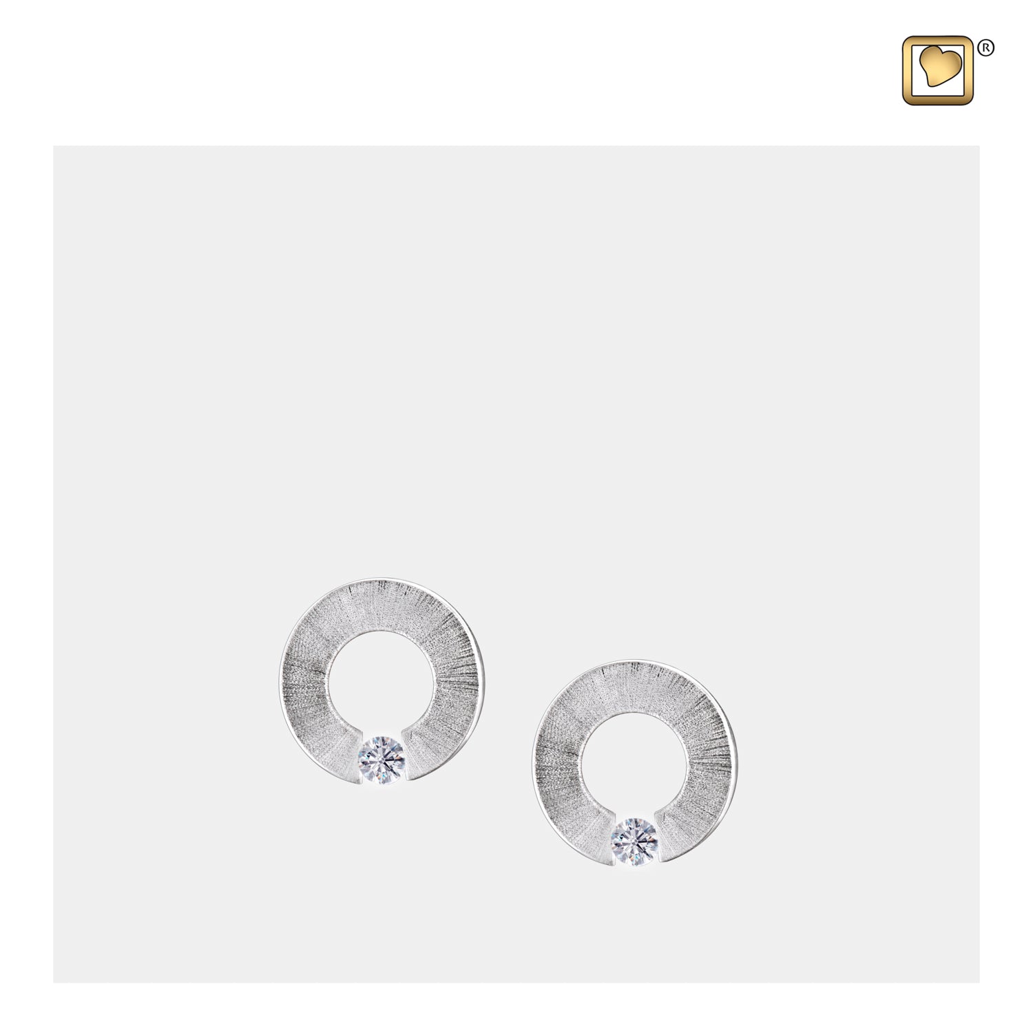Omegaª Rhodium Plated Two Tone with Clear Crystal Sterling Silver Stud Earrings
