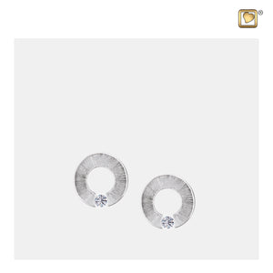 Omegaª Rhodium Plated Two Tone with Clear Crystal Sterling Silver Stud Earrings