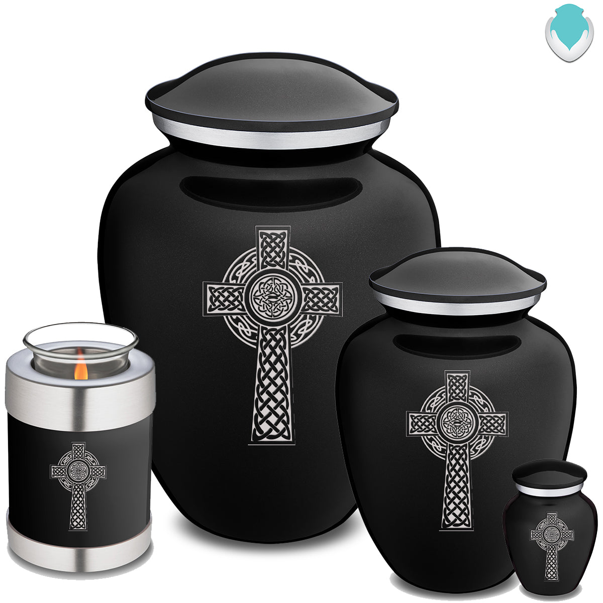 Candle Holder Embrace Black Celtic Cross Cremation Urn