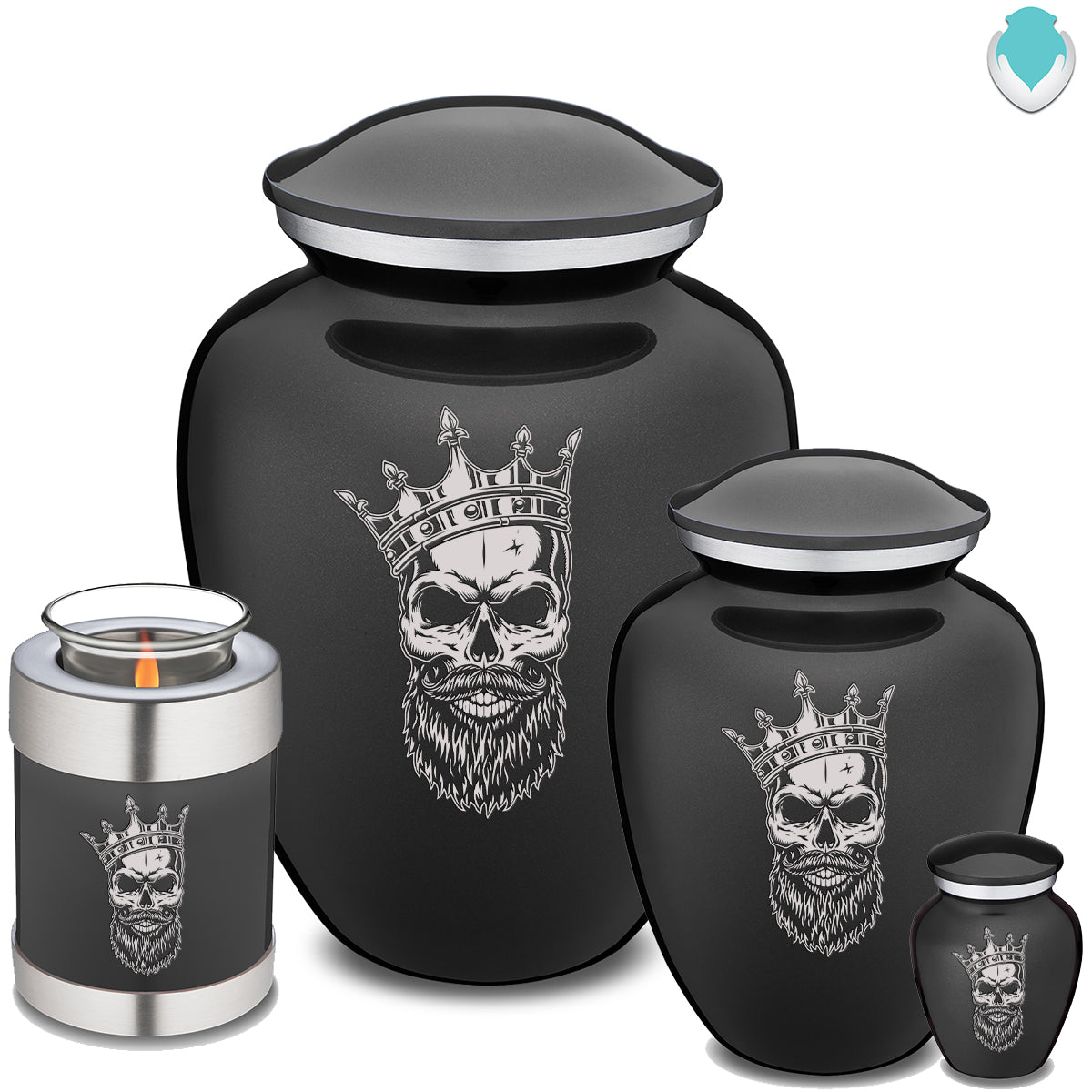 Adult Embrace Charcoal Skull Cremation Urn