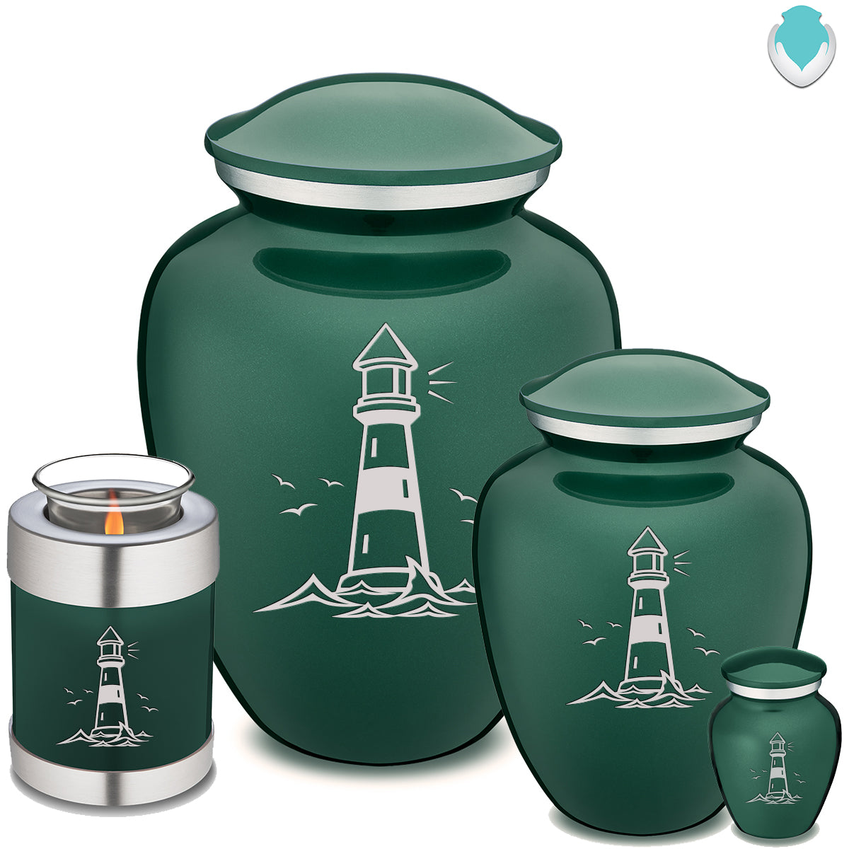 Keepsake Embrace Green Lighthouse Cremation Urn