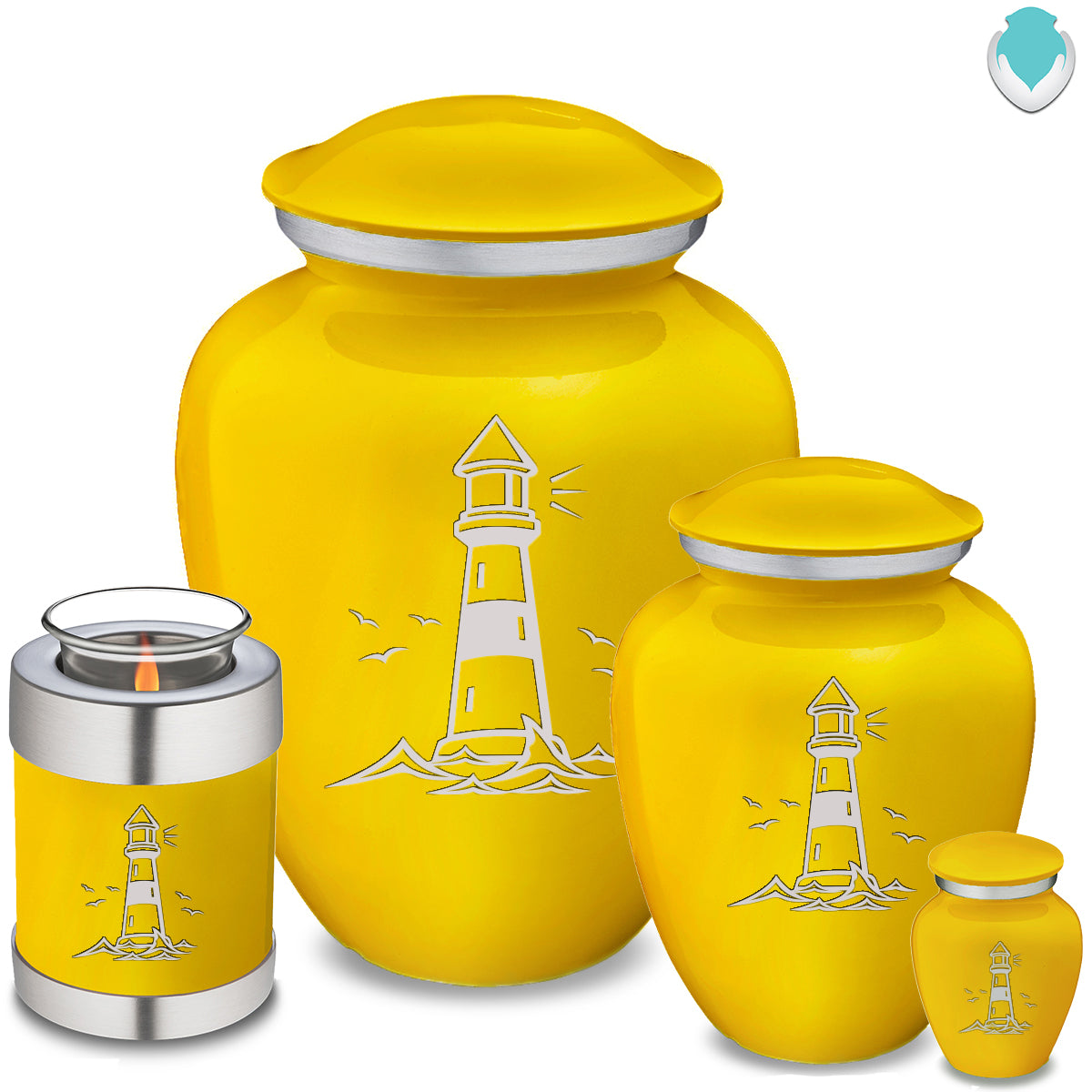 Candle Holder Embrace Yellow Lighthouse Cremation Urn