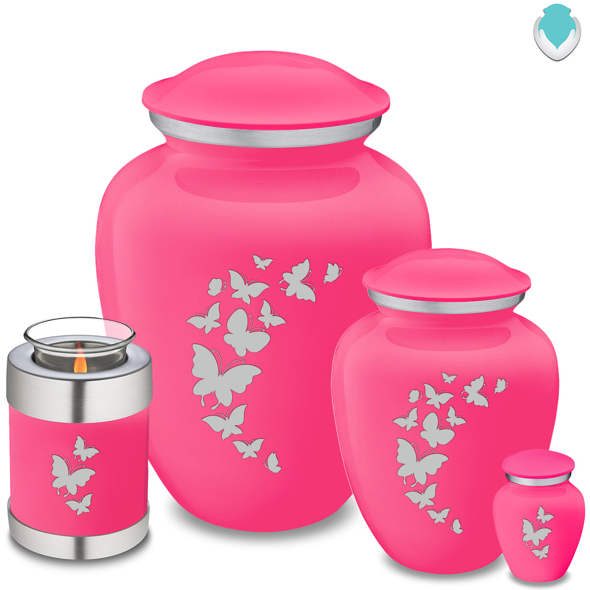 Candle Holder Embrace Bright Pink Butterfly Cremation Urn