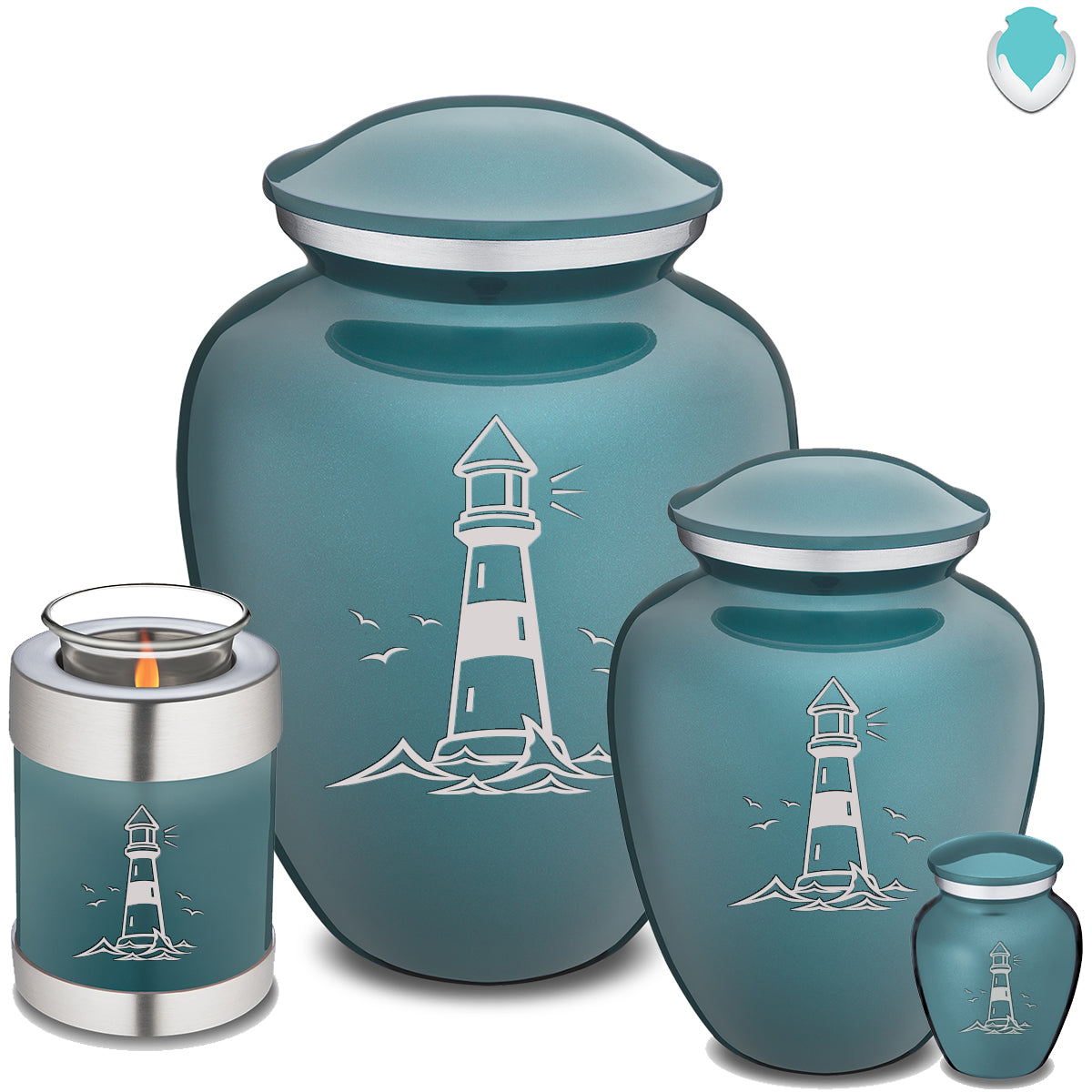 Keepsake Embrace Teal Lighthouse Cremation Urn