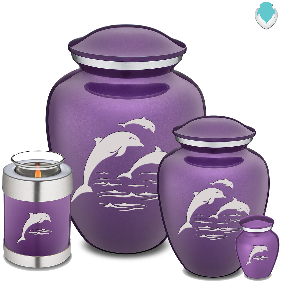 Candle Holder Embrace Purple Dolphins Cremation Urn