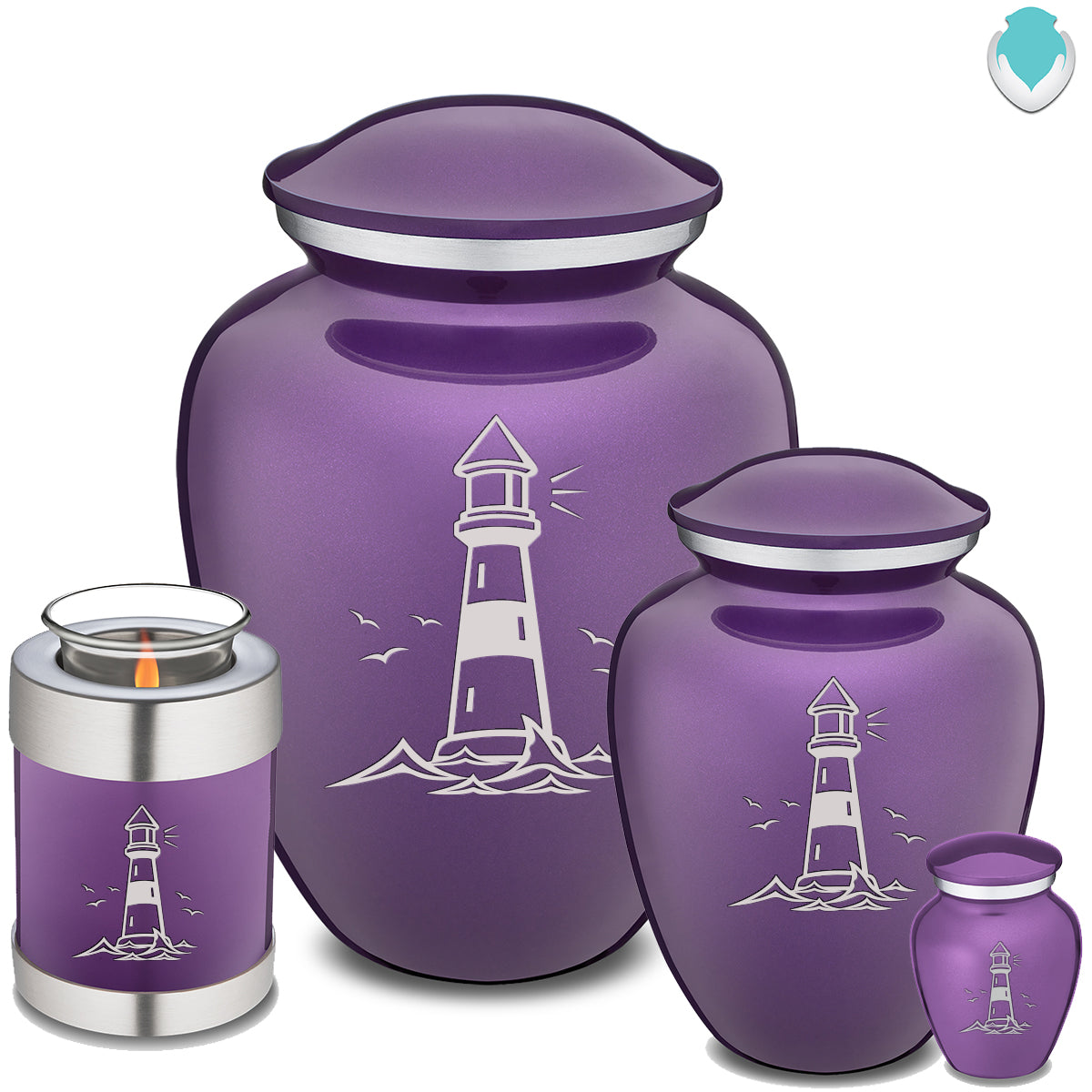 Candle Holder Embrace Purple Lighthouse Cremation Urn