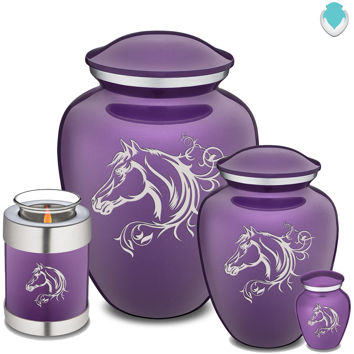 Candle Holder Embrace Purple Horse Cremation Urn