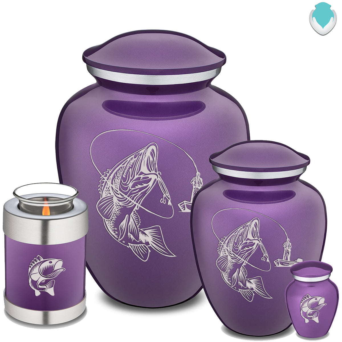 Candle Holder Embrace Purple Fishing Cremation Urn