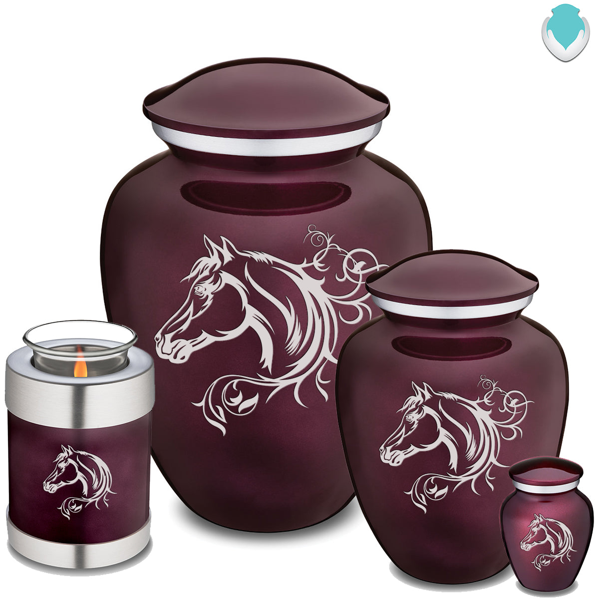 Candle Holder Embrace Cherry Purple Horse Cremation Urn